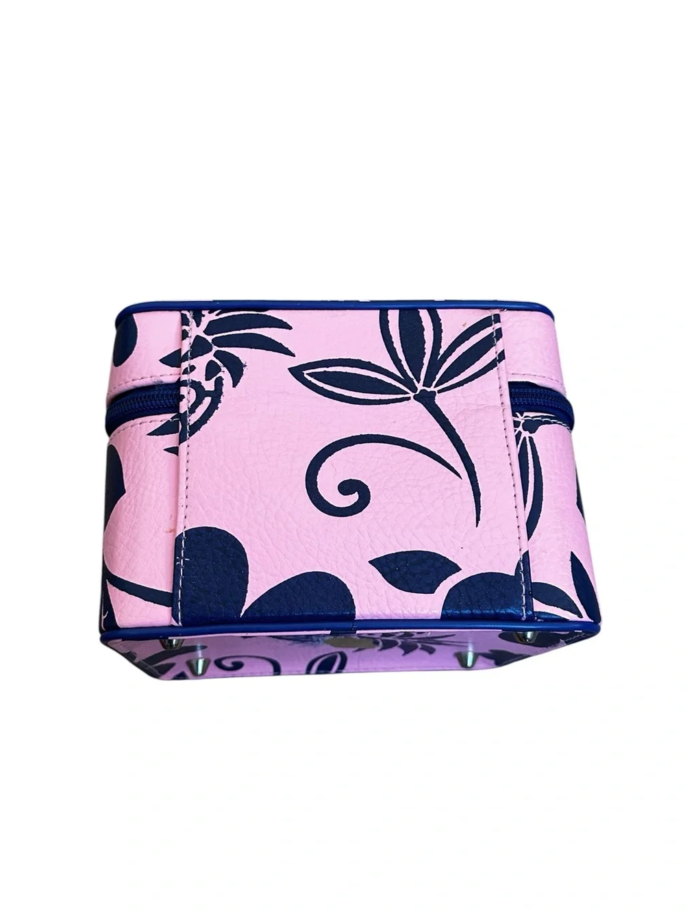 Y2K Roxy Train Case Makeup Travel Carrier Pink Blue Hawaiian Girly Vanity Rare